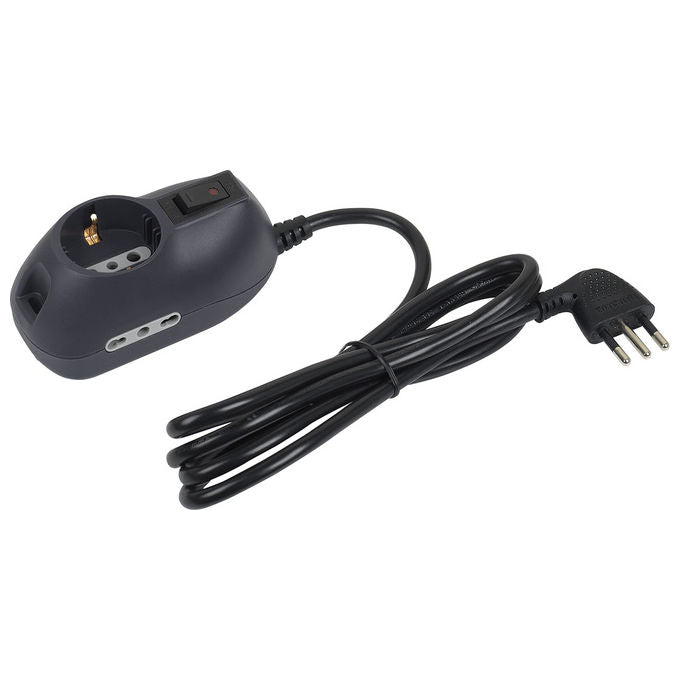 Bticino Ciabatta Multipresa Elettrica 9 Posti 1 Polivalente Schuko 2 Bivalenti Interruttore Cavo 1.5m Nero