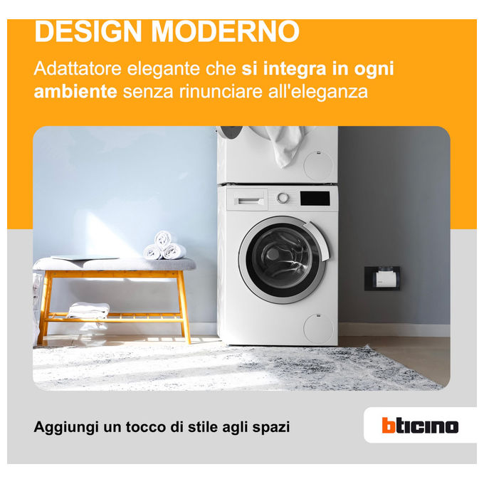Bticino Adattatore Multipresa 3 Posti Standard Tedesco Schuko 16A 3500W Bianco Grigio