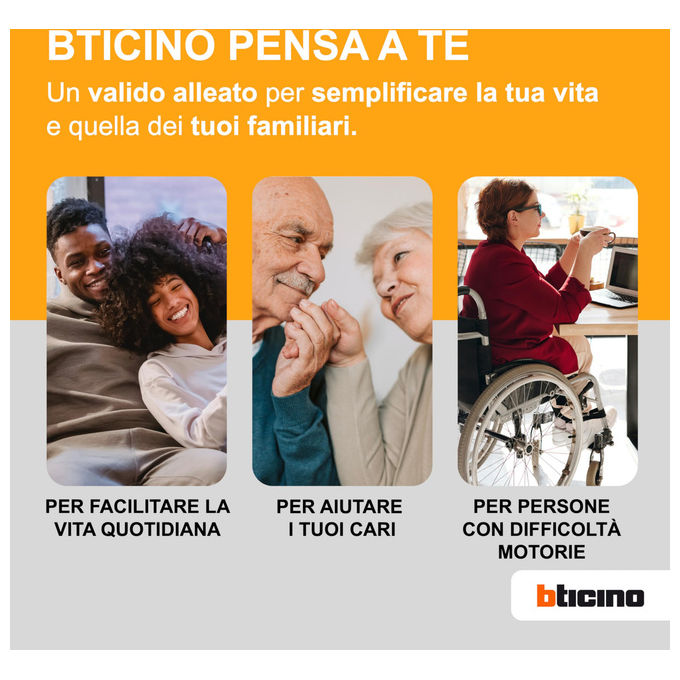 Bticino Adattatore Multipresa 3 Posti Standard Tedesco Schuko 16A 3500W Bianco Grigio