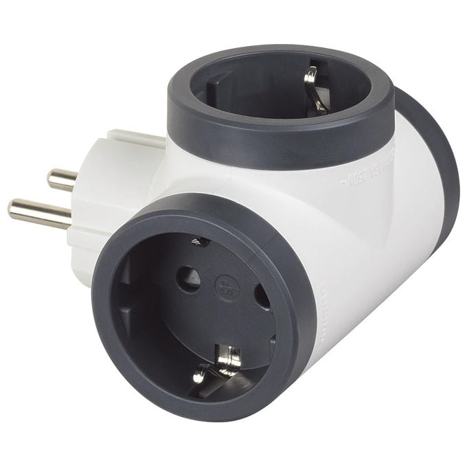 Bticino Adattatore Multipresa 3 Posti Standard Tedesco Schuko 16A 3500W Bianco Grigio