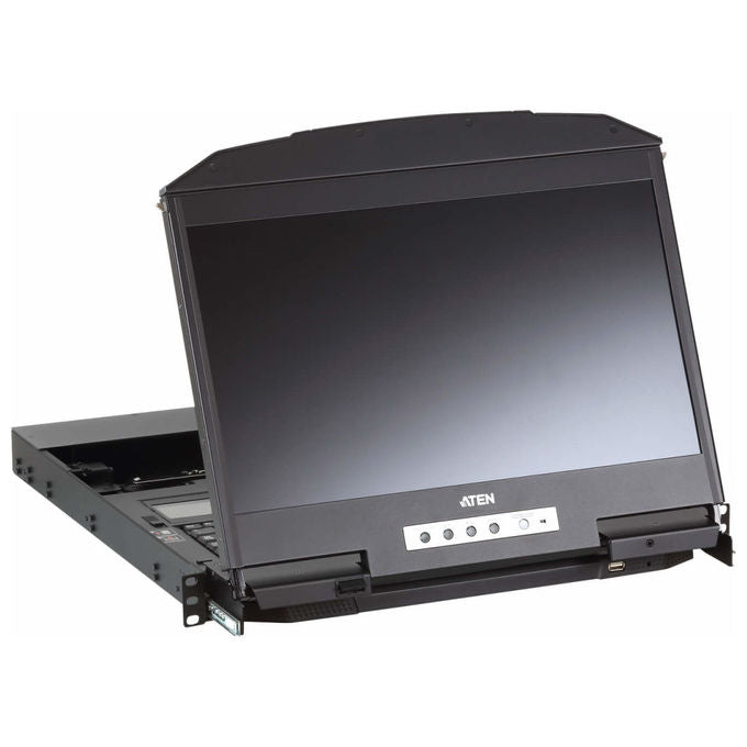 Aten CL3800NW Console KVM LCD Rack 1U 18.5'' Full HD Dual Rail HDMI DVI VGA Tastiera QWERTY UK Touchpad colore Nero