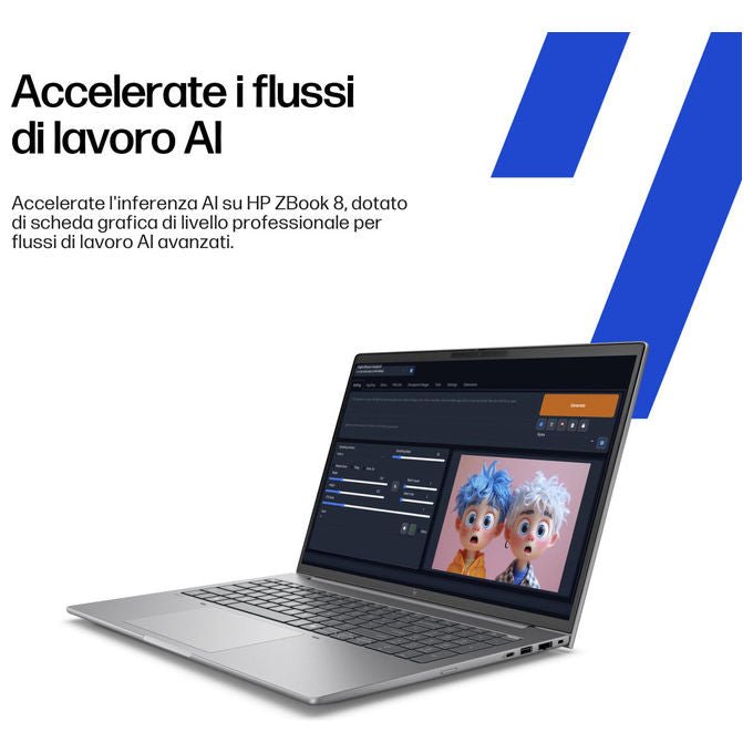 HP ZBook 8 G1i, workstation mobile 14 pollici, Intel Core Ultra 7 255H, 32 GB DDR5, SSD 1 TB, Nvidia RTX 500 Ada, Windows 11 Pro