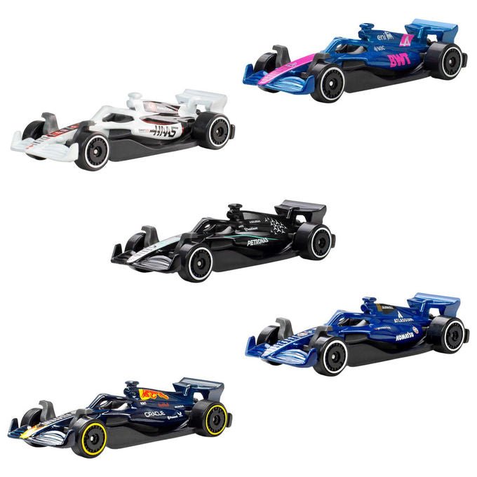 HOT Wheels Set 5 Veicoli F1 Auto da Corsa con Licenza Ufficiale Modellini in Scala 1:64 3+ Anni