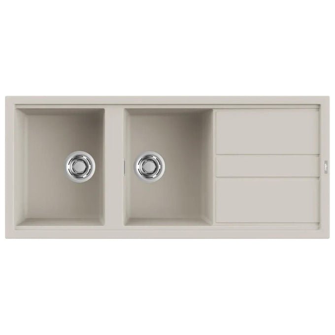 Elleci Lavello Cucina 2 Vasche con Gocciolatoio Granitek Bianco 116 x 51 cm