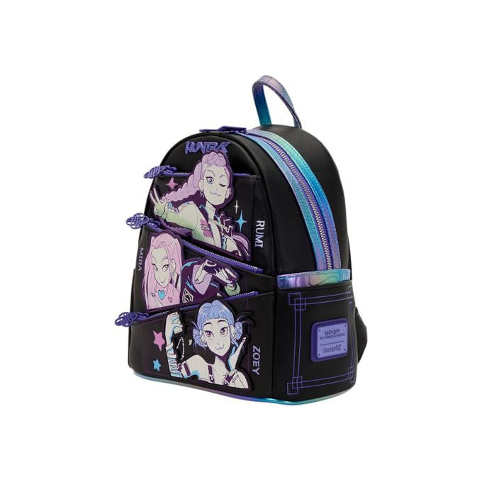 Loungefly NFXBK0098 KPop Demon Hunters HUNTR X Mini Zaino con Ciondolo Foto in Poliuretano colore Viola