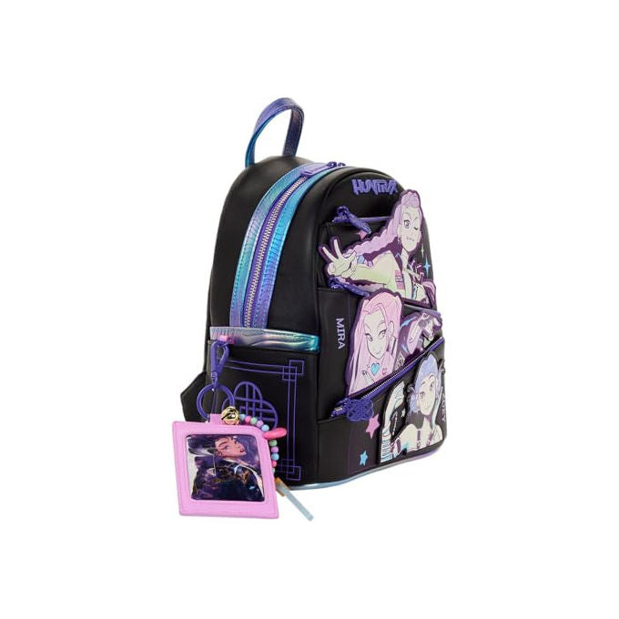 Loungefly NFXBK0098 KPop Demon Hunters HUNTR X Mini Zaino con Ciondolo Foto in Poliuretano colore Viola