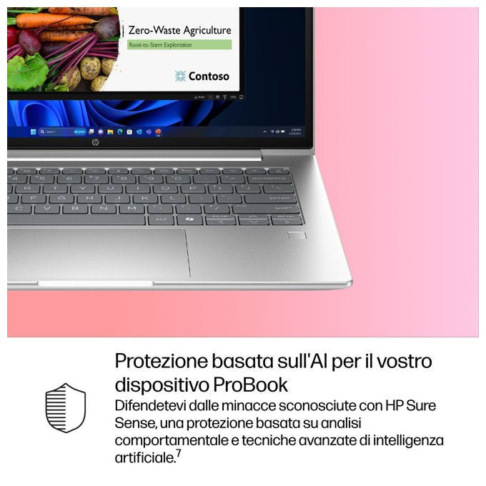 HP ProBook 4 G1i Notebook Ai Pc 14 Pollici Intel Core Ultra 5 225U 16 Gb Ram 512 Gb Ssd Argento Windows 11 Pro