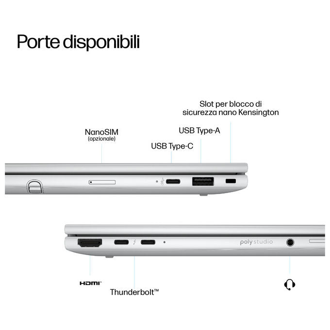 HP EliteBook 8 Flip G1i Notebook AI PC Ibrido 13.3'' Touch Intel Core Ultra 7 32GB RAM 1TB SSD