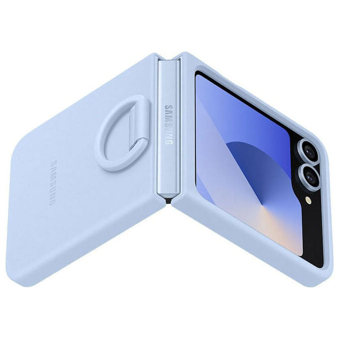 Samsung Cover in Silicone con Anello Blu per Galaxy Z Flip6 EF-PF741TLEGWW