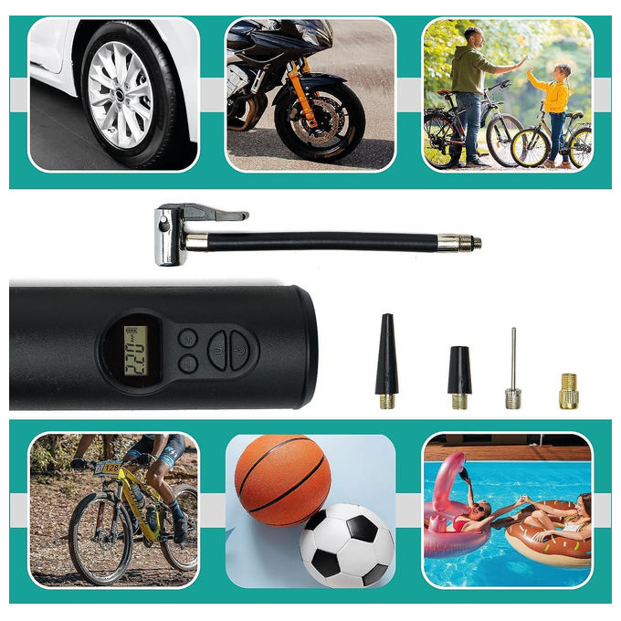 Overmust Compressore Auto Portatile 150PSI Arresto Automatico Display LCD Luce LED 80 Lumens