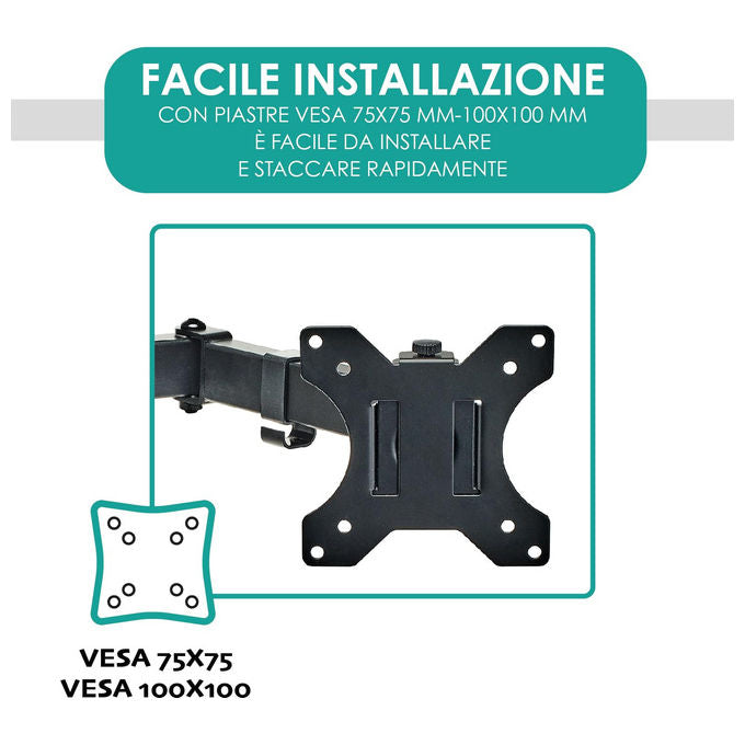 Overmust Braccio Doppio Monitor 13-32 Pollici Regolabile 10 Kg per Braccio