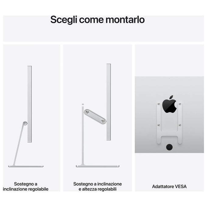 Apple Studio Display 27'' 5K Vetro nanotexture Adattatore VESA Argento