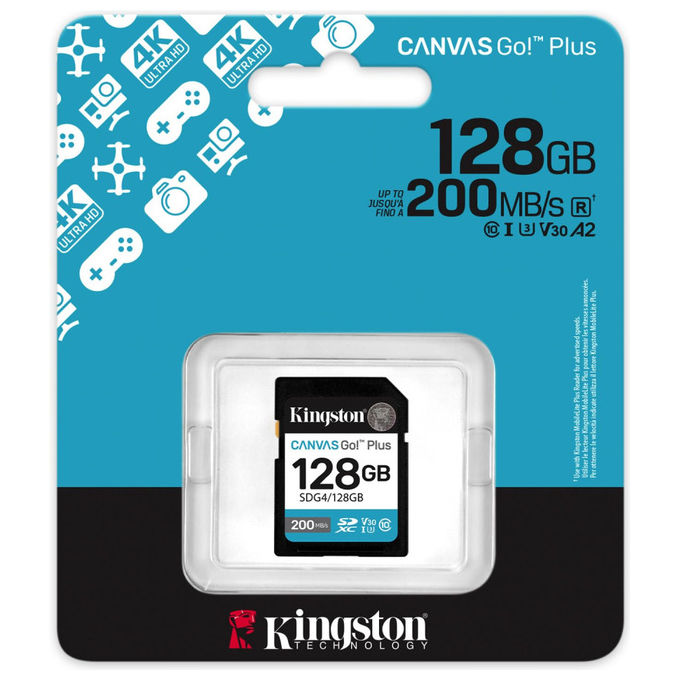 Kingston Scheda di Memoria SDXC 128GB 200MB-s C10 UHS-I U3 V30 SDG4-128GB