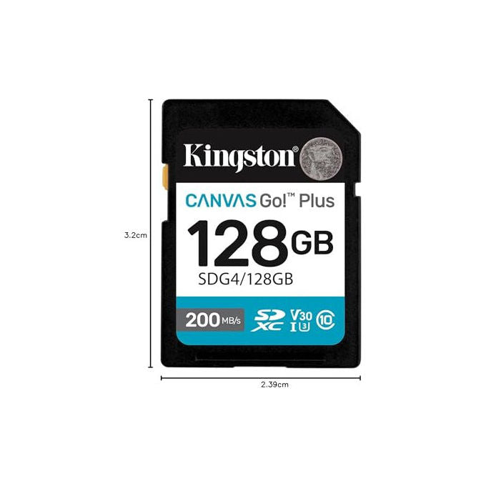 Kingston Scheda di Memoria SDXC 128GB 200MB-s C10 UHS-I U3 V30 SDG4-128GB