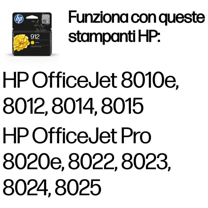 HP 3YL79AE Cartuccia di inchiostro giallo originale 912 Resa 315 pagine Inchiostro a base di pigmento colore Giallo