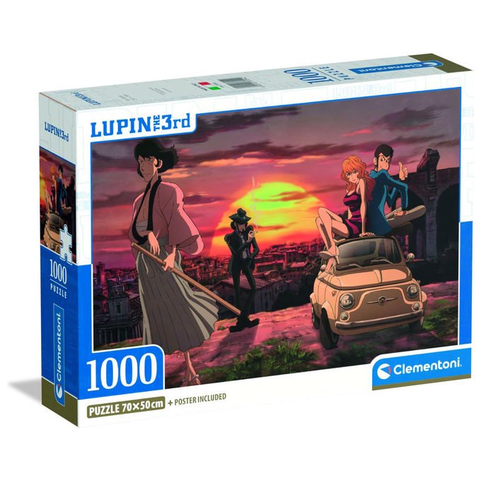 Clementoni Puzzle 1000 Pezzi Lupin III con Poster Made in Italy 70x50 cm