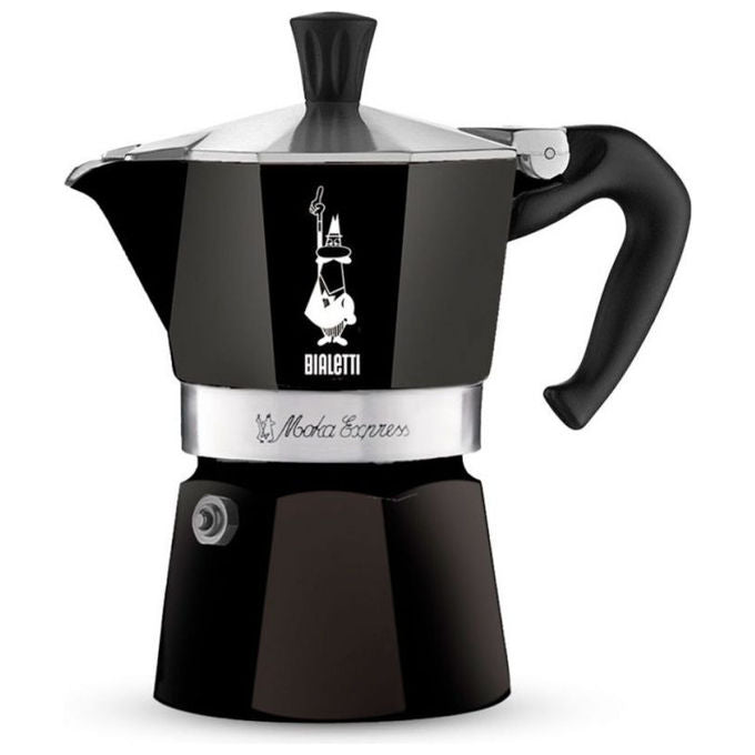 Bialetti Moka Express Monogram Caffettiera 3 Tazze Alluminio Nero Opaco e Oro Lucido - Yeppon