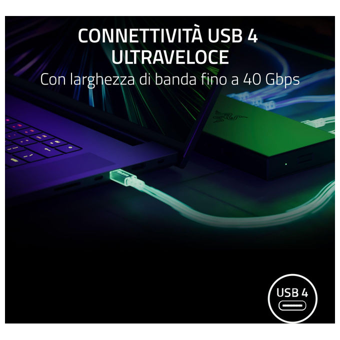 Razer Docking Station USB 4 Supporto doppio display 14 Porte USB-C USB-A HDMI DisplayPort Nero