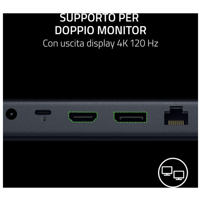 Razer Docking Station USB 4 Supporto doppio display 14 Porte USB-C USB-A HDMI DisplayPort Nero