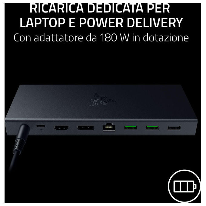 Razer Docking Station USB 4 Supporto doppio display 14 Porte USB-C USB-A HDMI DisplayPort Nero