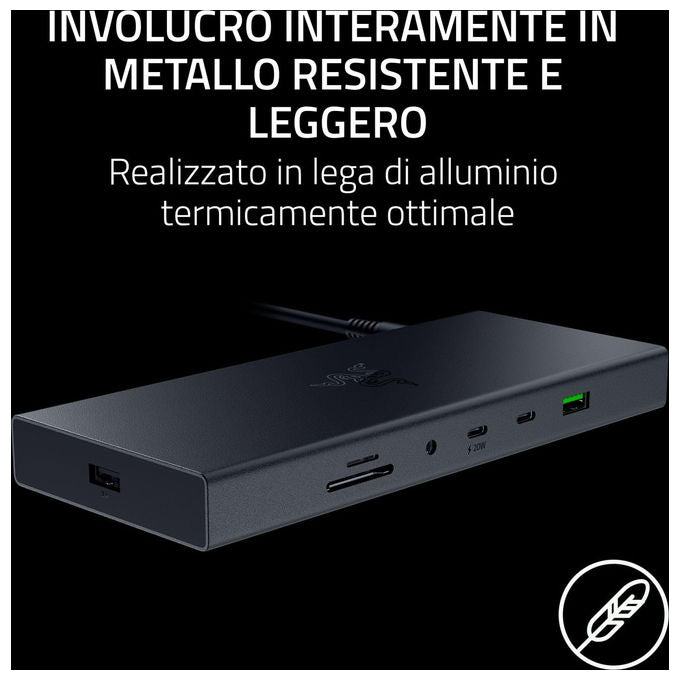 Razer Docking Station USB 4 Supporto doppio display 14 Porte USB-C USB-A HDMI DisplayPort Nero