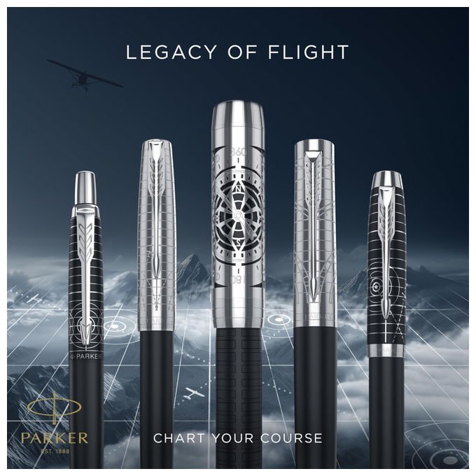 Parker Penna a Sfera Collezione Legacy of Flight Rifiniture Cromate Inchiostro Blu