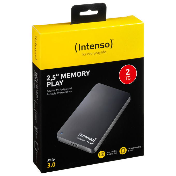 Intenso Hard Disk Esterno 2TB USB 3.0 2.5 Pollici Nero