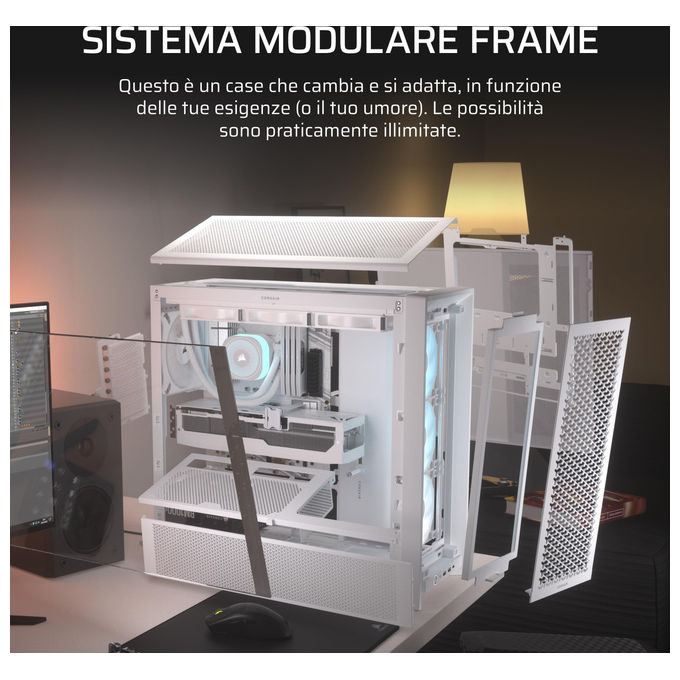 Corsair Case Midi-Tower ATX 4000D RS ARGB Bianco 3 Ventole RS ARGB per PC Gaming