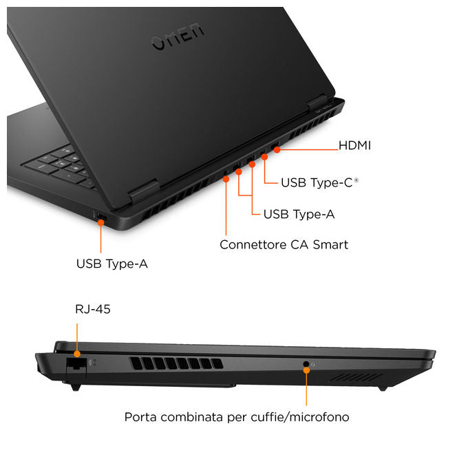 HP notebook gaming 17,3'' Omen 17-db1001nlx, AMD Ryzen AI 7 350, RTX 5070 8 GB, 32 GB DDR5, 1 TB SSD, QHD 240 Hz, nero