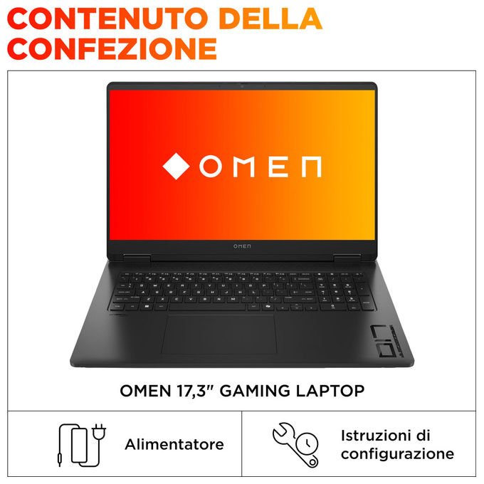 HP notebook gaming 17,3'' Omen 17-db1001nlx, AMD Ryzen AI 7 350, RTX 5070 8 GB, 32 GB DDR5, 1 TB SSD, QHD 240 Hz, nero