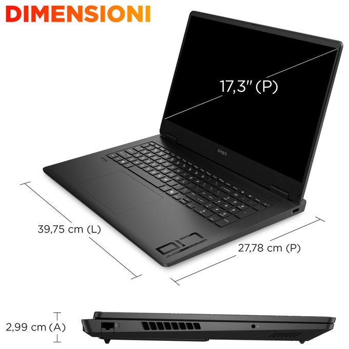 HP notebook gaming 17,3'' Omen 17-db1001nlx, AMD Ryzen AI 7 350, RTX 5070 8 GB, 32 GB DDR5, 1 TB SSD, QHD 240 Hz, nero