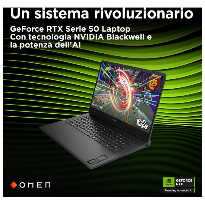 HP notebook gaming 17,3'' Omen 17-db1001nlx, AMD Ryzen AI 7 350, RTX 5070 8 GB, 32 GB DDR5, 1 TB SSD, QHD 240 Hz, nero