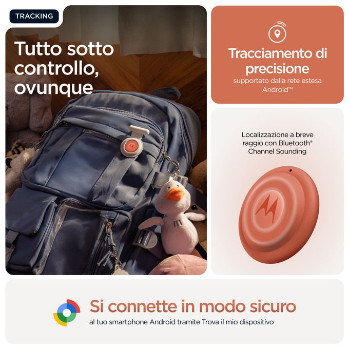 Motorola Moto Tag 2, Localizzatore Bluetooth, Antifurto, Arancione - Yeppon