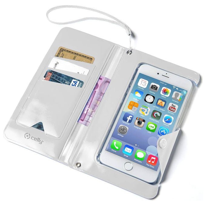 Celly Custodia Impermeabile Smartphone fino a 7 Pollici Trasparente con Laccio