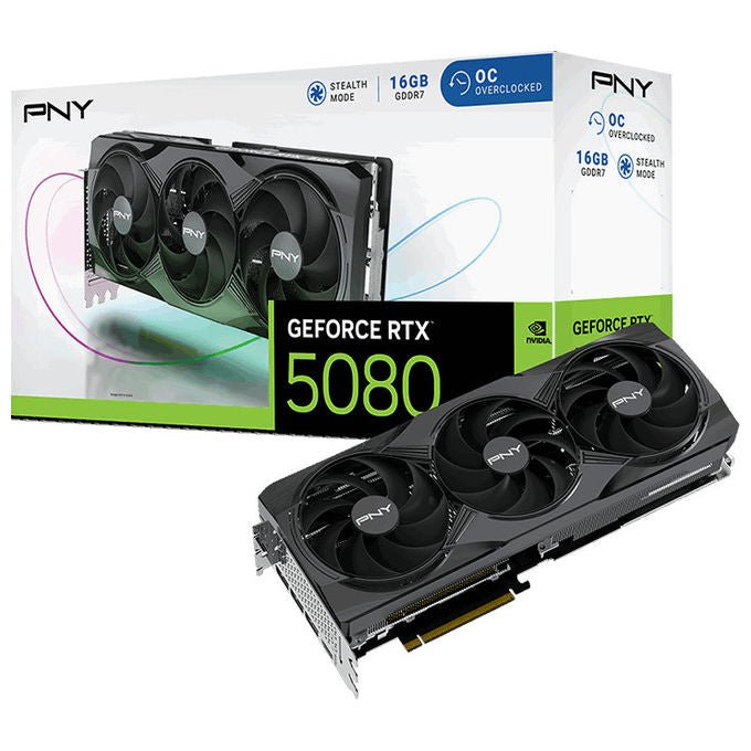 PNY Scheda Video Geforce RTX 5080 16 GB Gddr7 Overclocked Tripla Ventola