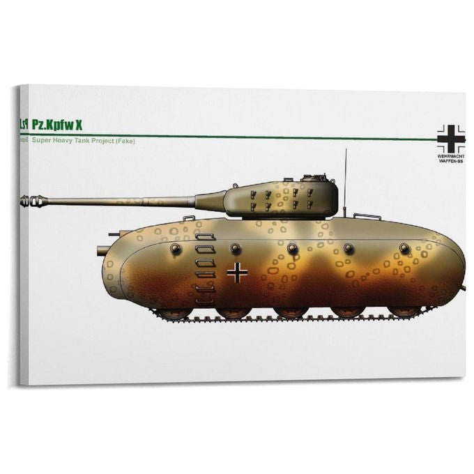 Ytnsa Poster Vintage Tedesco Carro Armato Pz.Kpfw X Super Heavy Tank Project Decorativo 60 x 90 cm