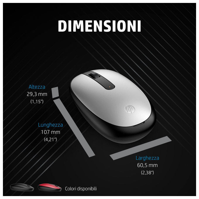 HP 43N04AA Mouse Bluetooth 240 Sensore Ottico 1600 DPI 3 Pulsanti Design Ambidestro Argento