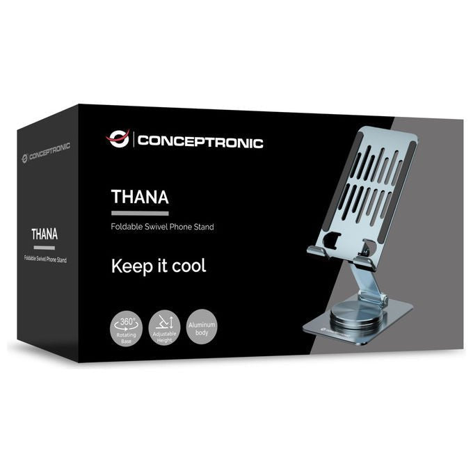 Conceptronic Supporto Telefono Smartphone Pieghevole Girevole 360° Scrivania Argento