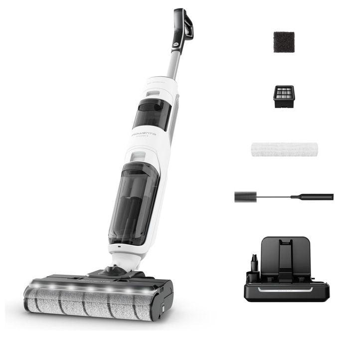 Rowenta X-Clean 5 Pro GZ5436E0, macchina pulizia pavimenti 2 in 1, aspira e lava, 250W, 20 kPa, autonomia 30 min, blu e nero