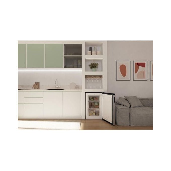 Candy congelatore verticale CNUQ2L58EX, 90 litri, 3 cassetti, classe E, statico, argento, 37 dB, 166 kWh-anno