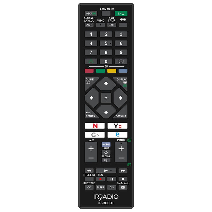 Irradio telecomando universale compatibile Sony, LCD LED Smart TV, preprogrammato, pronto all'uso, mod. IR-RCSO+