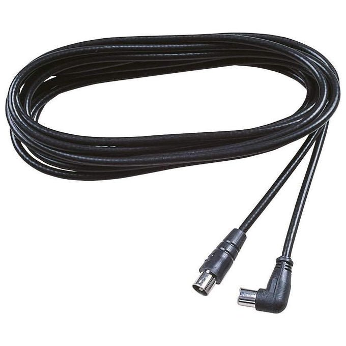 Poly Pool cavo coassiale TV antenna, 5 metri, spina assiale e spina 90°, connettore maschio 9,5 mm, nero, PP0622.1S
