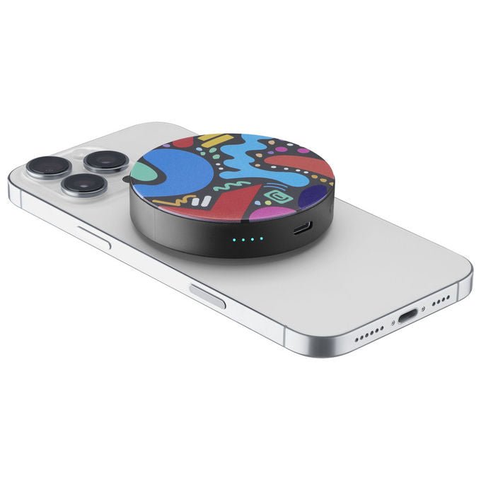 Cellularline Mag Vibe power bank MagSafe, 3000 mAh, ricarica wireless 5W, porta USB-C 12W, compatto, nero