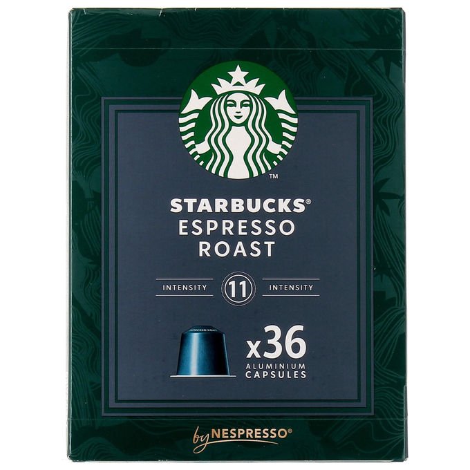 Starbucks capsule espresso roast, compatibili Nespresso, tostatura scura, intensita' 11, 100% arabica, 36 capsule