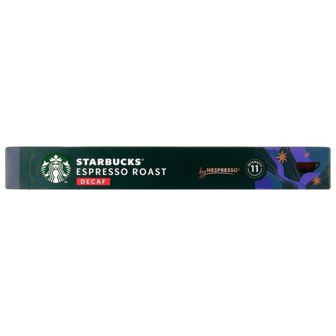 Starbucks capsule espresso decaffeinato by Nespresso, tostatura scura, note di caramello, 10 capsule