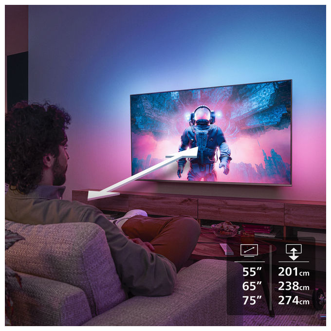 Philips 75MLED920-12 Ambilight Smart TV 75'' QD MiniLED 4K Dolby Vision Dolby Atmos Titan OS 120 Hz HDMI 2.1 colore Nero