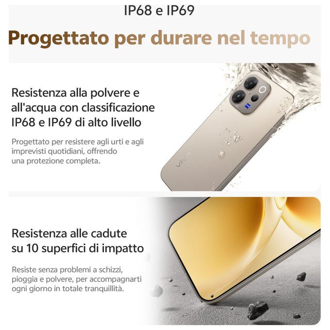 Vivo V70 Smartphone 5G 6,59'' AMOLED 120 Hz Snapdragon 7 Gen 4 8 GB RAM 512 GB Tripla 50 MP 6500 mAh colore Grigio