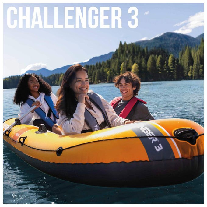 Intex Challenger 3 canotto gonfiabile, 3 posti, 295x137x43 cm, PVC resistente, remi alluminio, pompa, 320 kg