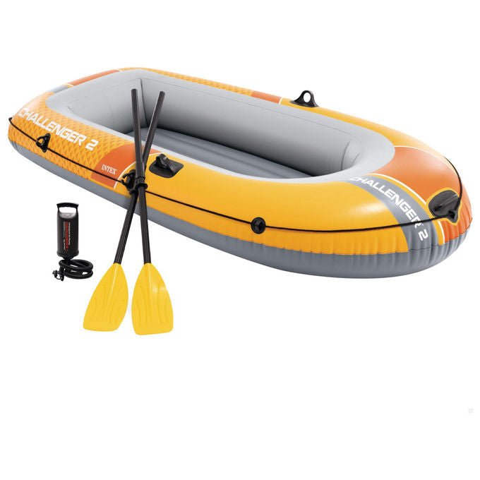 Intex canotto gonfiabile Challenger 2 posti, 236x114x41 cm, 200 kg, con remi e pompa, 3 camere d'aria
