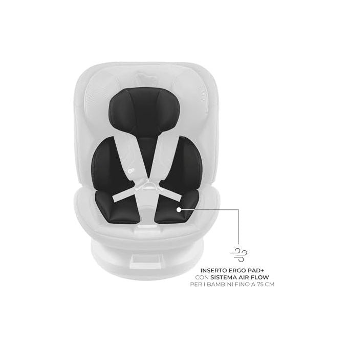 Kinderkraft KCXPED03BLK0000 Xpedition 3 Seggiolino Auto i-Size 40-150 cm 0-36 Kg Isofix 360° Reclinabile SPS+ H-Guard+ colore Nero